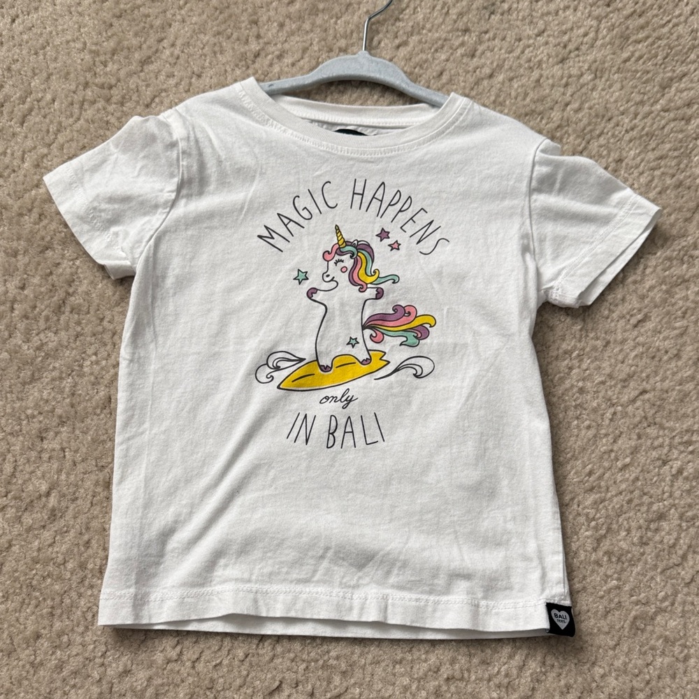 Bali Magic Unicorn White Kids T-Shirt Size 2/3